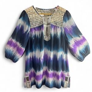 Calypso St. Barth Purple and Blue Tie-Dye Blouse